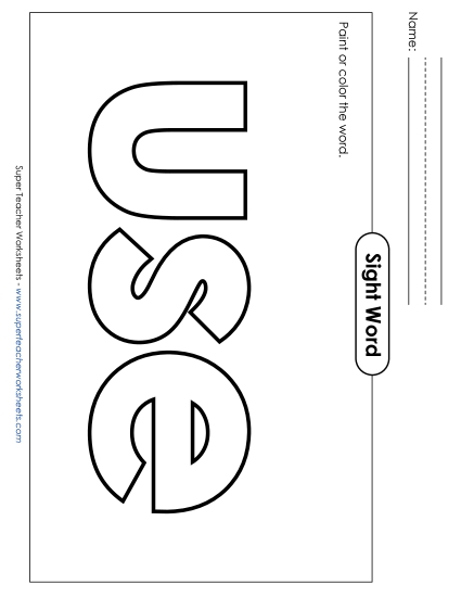 Paint or Color: Use (Printable PDF Worksheet)