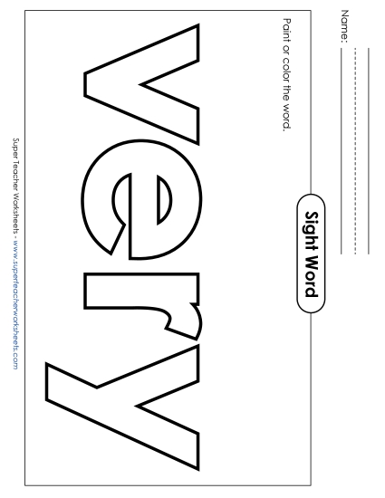 Paint or Color: Very (Printable PDF Worksheet)