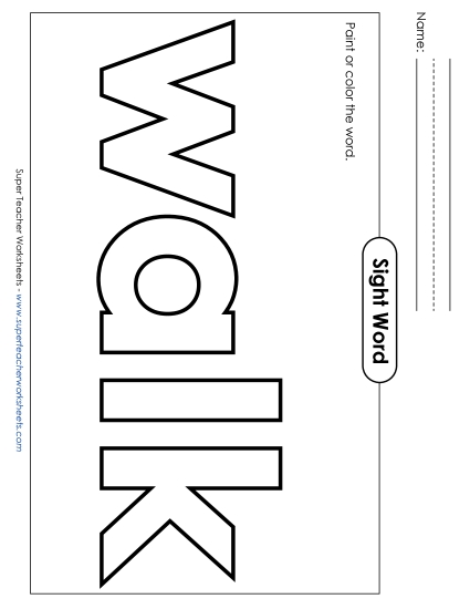 Paint or Color: Walk (Printable PDF Worksheet)