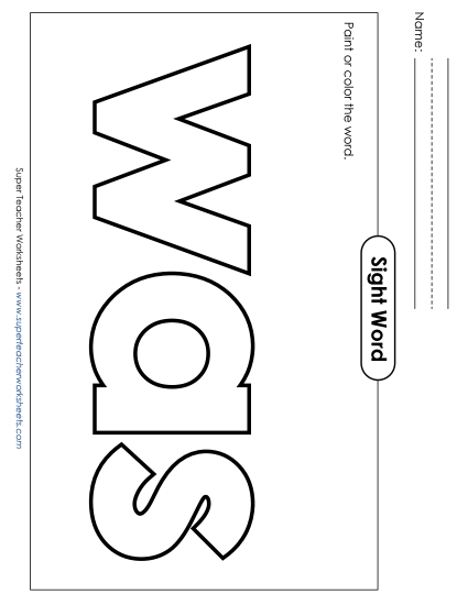 Paint or Color: Was (Printable PDF Worksheet)