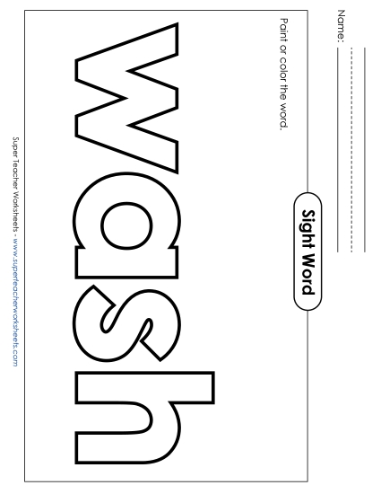 Paint or Color: Wash (Printable PDF Worksheet)