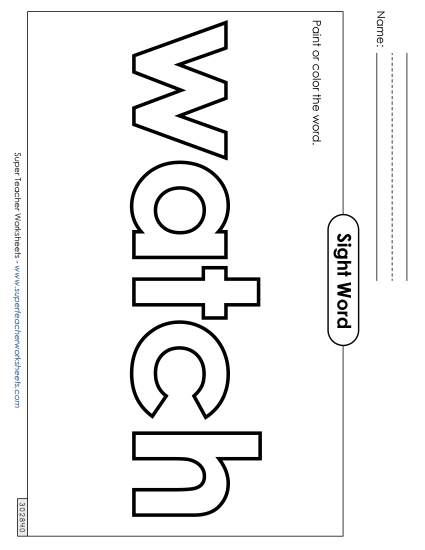 Paint or Color: Watch (Printable PDF Worksheet)