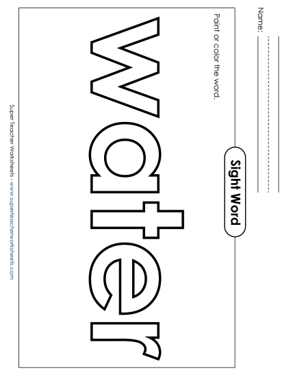 Paint or Color: Water (Printable PDF Worksheet)