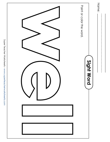 Paint or Color: Well (Printable PDF Worksheet)