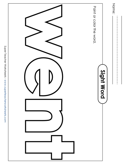 Paint or Color: Went (Printable PDF Worksheet)