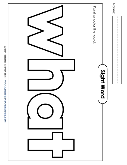 Paint or Color: What (Printable PDF Worksheet)