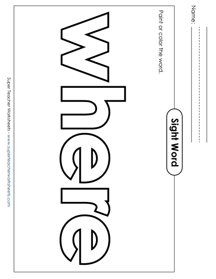 Paint or Color: Where (Printable PDF Worksheet)