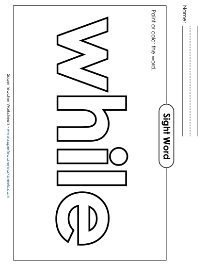 Paint or Color: While (Printable PDF Worksheet)