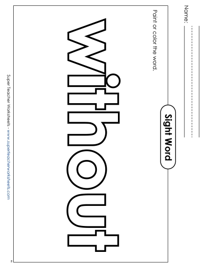 Paint or Color: Without (Printable PDF Worksheet)