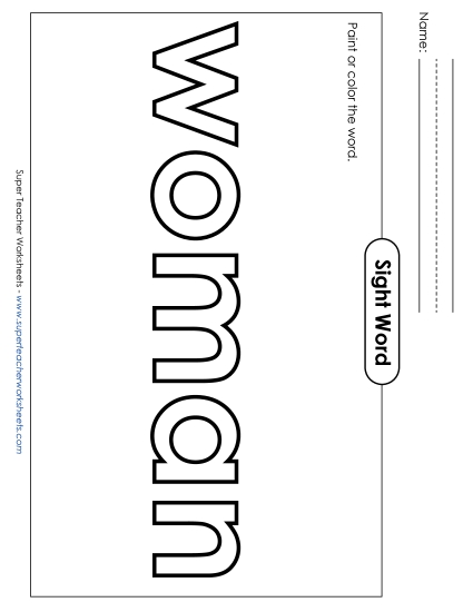 Paint or Color: Woman (Printable PDF Worksheet)