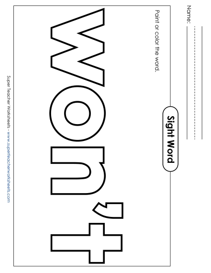 Paint or Color: Won't (Printable PDF Worksheet)