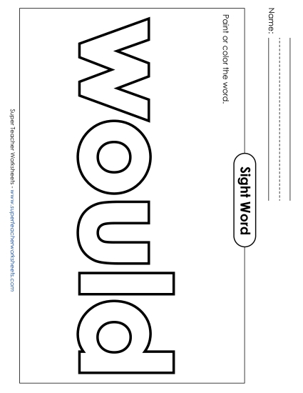 Paint or Color: Would (Printable PDF Worksheet)