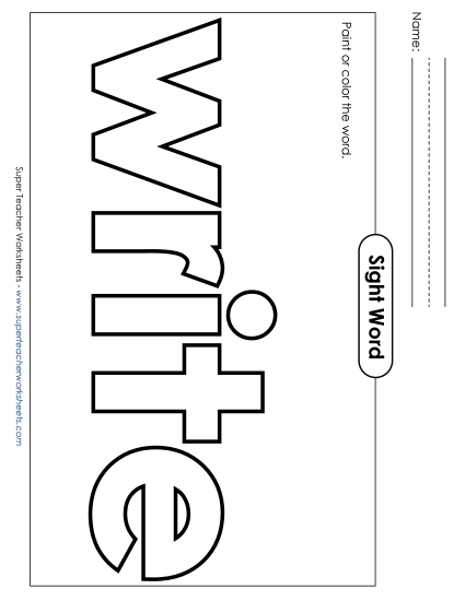 Paint or Color: Write (Printable PDF Worksheet)