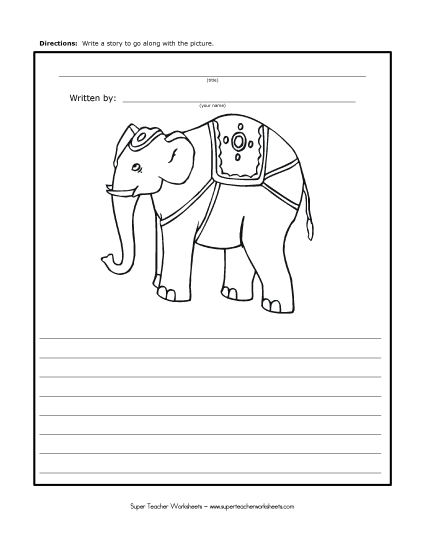 Story Pictures - Parade Elephant (Printable PDF Worksheet)
