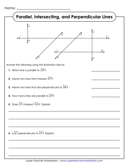Parallel, Intersecting, Perpendicular 2 (Printable PDF Worksheet)
