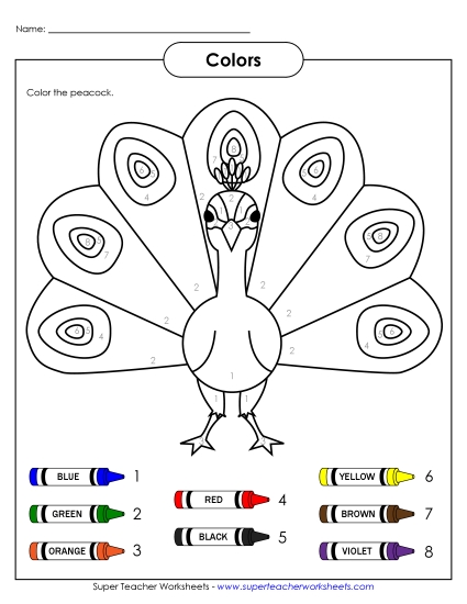 Multiple Colors - Peacock Colors (Printable PDF Worksheet)