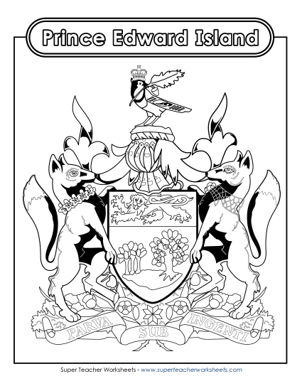 Flag & Coat of Arms - PEI Coat of Arms (Black & White) (Printable PDF Worksheet)