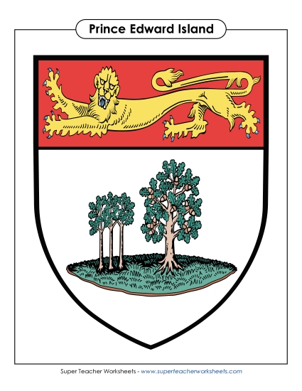 Maps - PEI Escutcheon (Full Colour) (Printable PDF Worksheet)