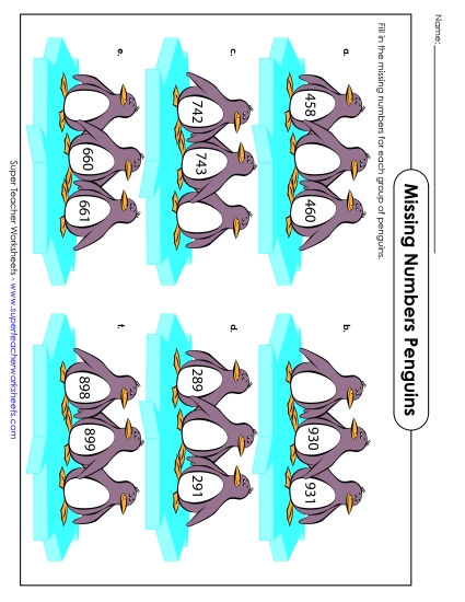 Counting: 3-Digit Numbers - Penguin Counting (3-Digit) (Printable PDF Worksheet)