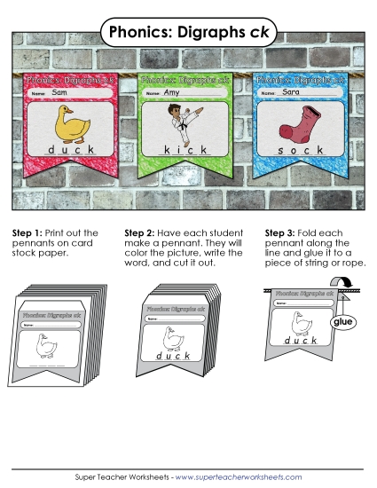 Worksheets - Pennants (CK Words) (Printable PDF Worksheet)