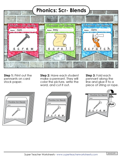 Worksheets - Pennants (Scr- Words) (Printable PDF Worksheet)