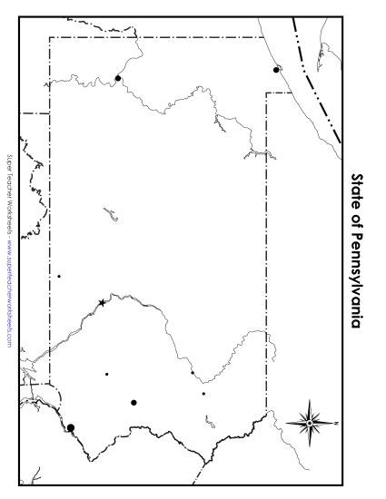 Maps - Pennsylvania Map (Blank Cities) (Printable PDF Worksheet)