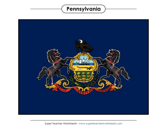 Flags & Seals - Pennsylvania State Flag (Full-Color Version) (Printable PDF Worksheet)