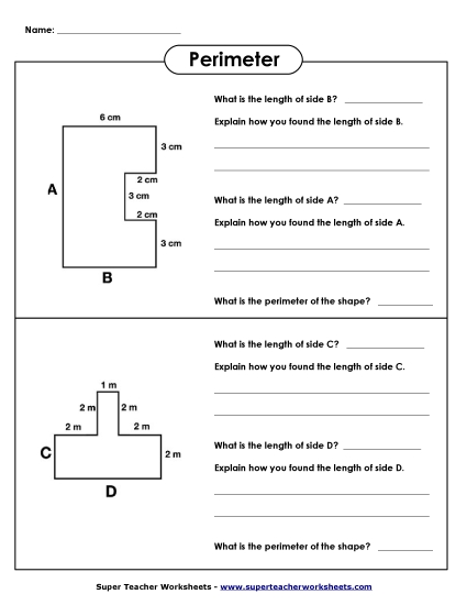 Intermediate - Perimeter Shapes (Printable PDF Worksheet)
