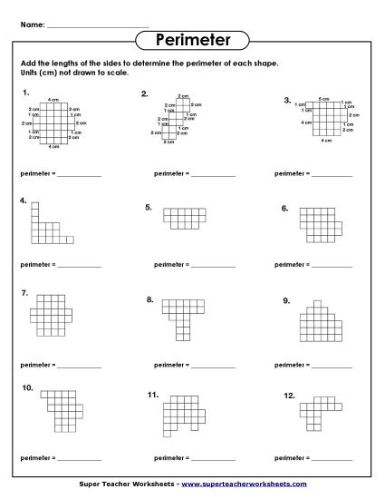 Intermediate - Perimeter Squares (Printable PDF Worksheet)
