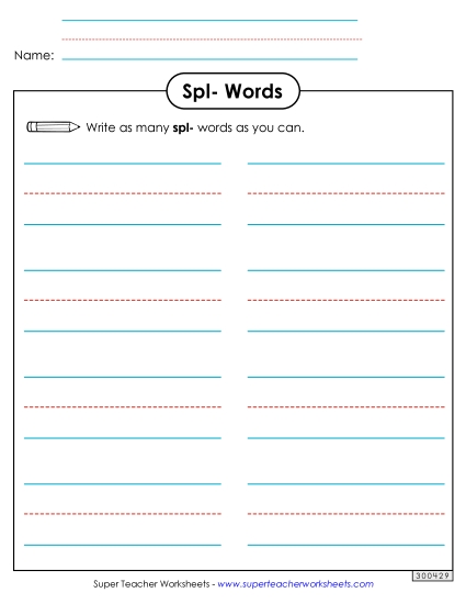 Worksheets - Phonics Brainstorm (Spl- Words) (Printable PDF Worksheet)