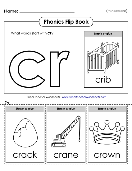 Cut and Glue Activities - Phonics Flip Book (Cr-) (Printable PDF Worksheet)