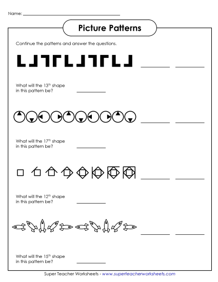 Advanced (4+) - Picture Patterns (Advanced) (Printable PDF Worksheet)