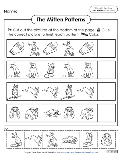 Cut-and-Glue Activities - Picture Patterns (Printable PDF Worksheet)