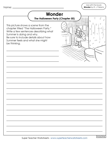 Part 3 - Summer - Picture Writing Prompt (The Halloween Party) (Printable PDF Worksheet)