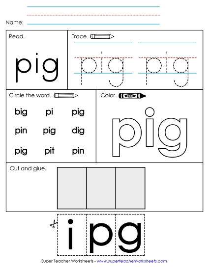 Individual Sight Words - Pig (Sight Word) (Printable PDF Worksheet)