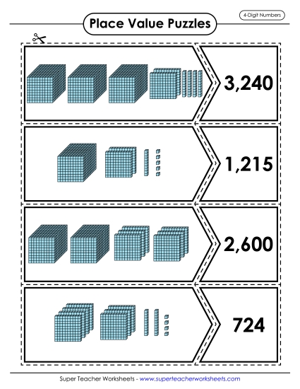 Place Value (4-Digit) (Printable PDF Worksheet)