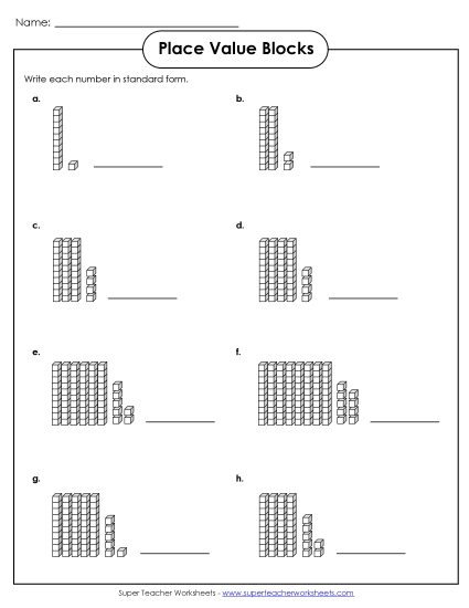 Place Value - Place Value Blocks (2-Digit) (Printable PDF Worksheet)