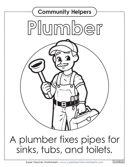 Anchor Chart / Coloring Pages - Plumber (Printable PDF Worksheet)