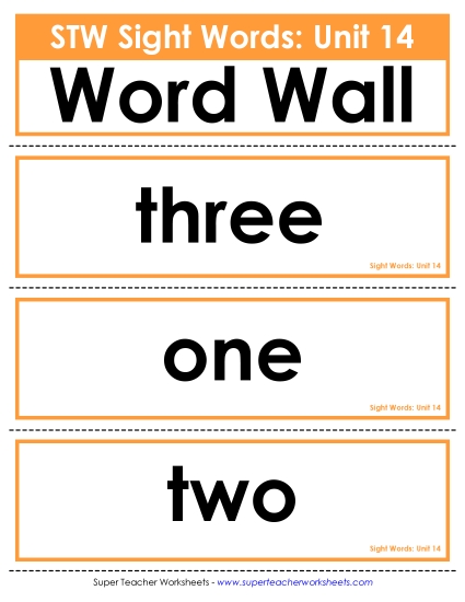 Reading Practice Tools - Pocket Chart or  Word Wall (Unit 14) (Printable PDF Worksheet)