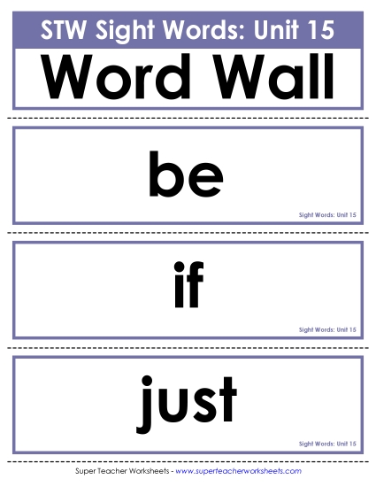Reading Practice Tools - Pocket Chart or  Word Wall (Unit 15) (Printable PDF Worksheet)