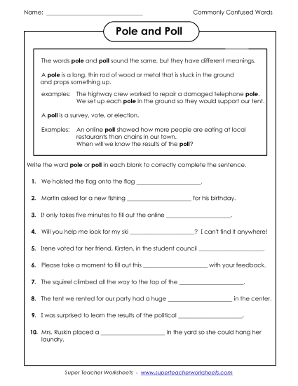 Pole and Poll (Printable PDF Worksheet)