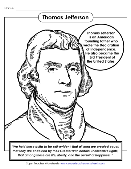 President Coloring Pages - President #3: Jefferson Coloring Page (Printable PDF Worksheet)