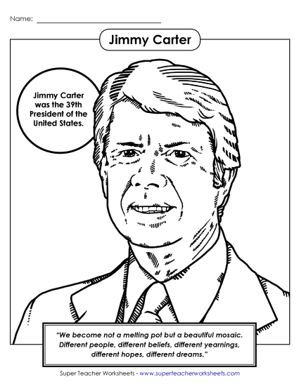 President Coloring Pages - President #39: Carter Coloring Page (Printable PDF Worksheet)