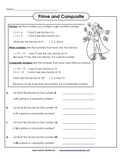 Prime & Composite - Prime & Composite Numbers (Printable PDF Worksheet)
