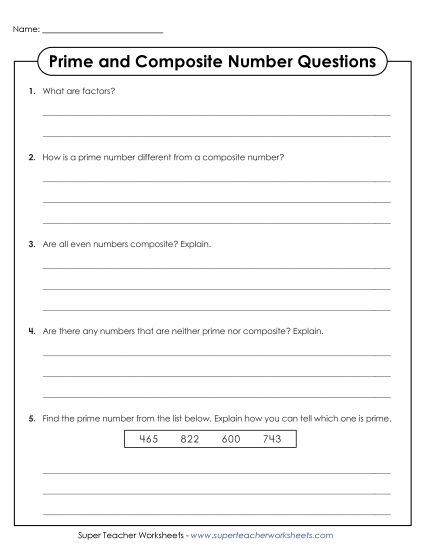 Prime & Composite - Prime & Composite Questions (Printable PDF Worksheet)