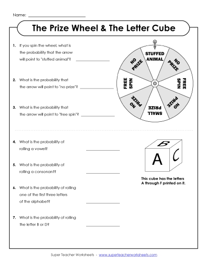 Prize Wheel Probability (Printable PDF Worksheet)