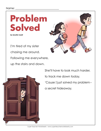 2nd Grade Poems - Problem Solved (Printable PDF Worksheet)