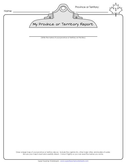 Reports, Games, & Worksheets - Province Report (Printable PDF Worksheet)