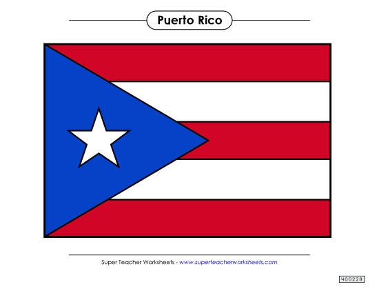 Flag - Puerto Rico Flag (Full Color) (Printable PDF Worksheet)