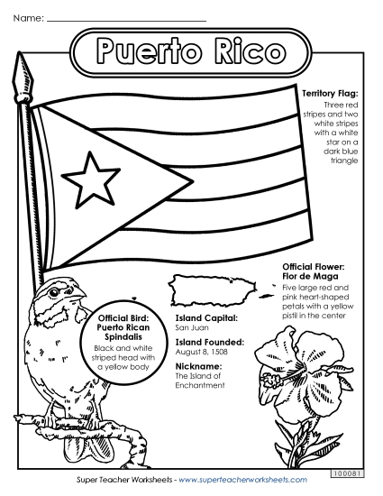 Symbols - Puerto Rico Symbols (Printable PDF Worksheet)
